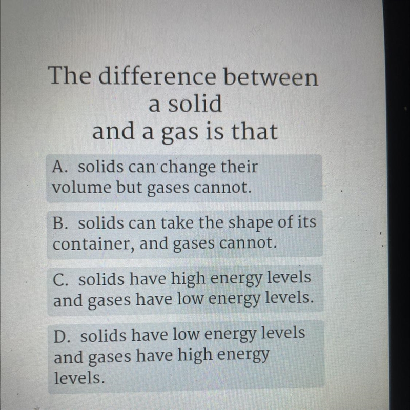 Thr different between a solid and a gas I as that-example-1