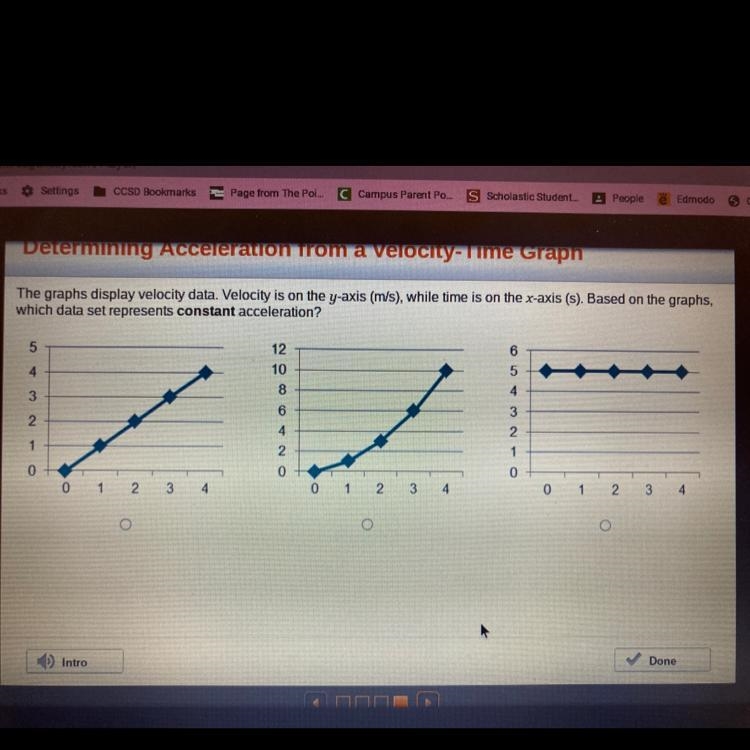 Which data set represents constant acceleration? 5 4 3 210 0 1 2 3 O 4 2086420 12 10 0 g-example-1