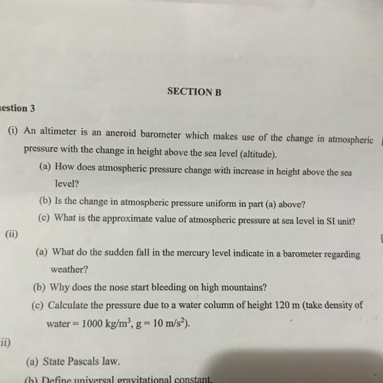 Calculate the pressure due to a water column of height 120m ( take density of water-example-1