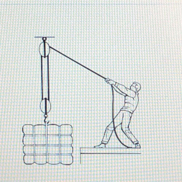 The worker in the picture is a.) letting the pulley do all the work b.) not doing-example-1