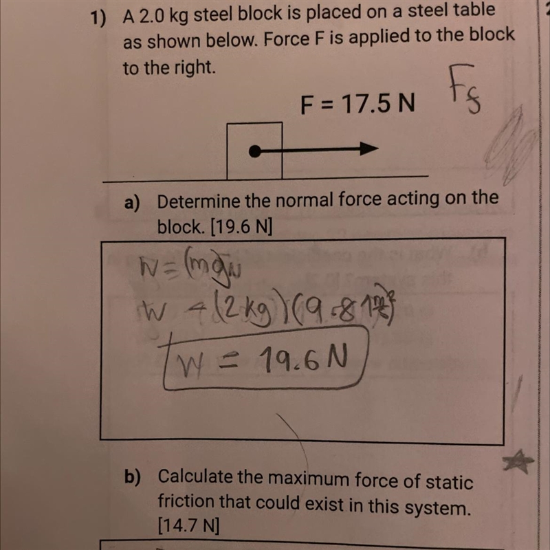 B) Calculate the maximum force of static friction that could exist in this system-example-1