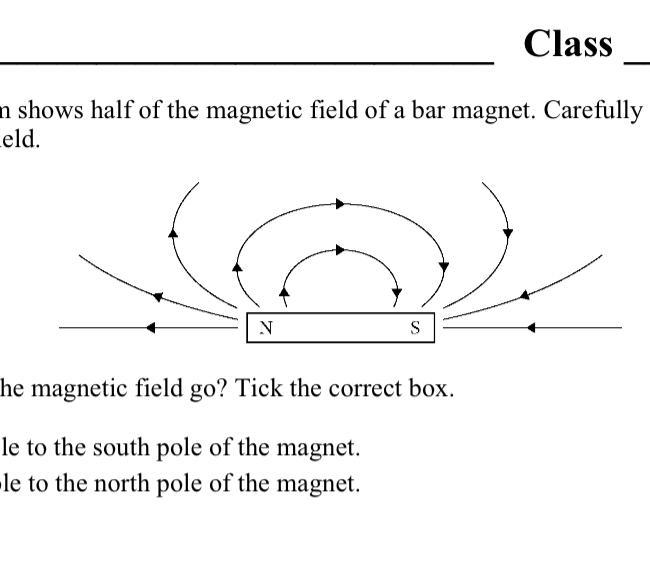 This diagram shows half of the magnetic field of a bar magnet. Carefully draw in the-example-1