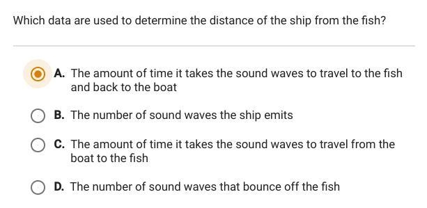 The image shows a ship using sonar to locate a school of fish. Which data are used-example-2