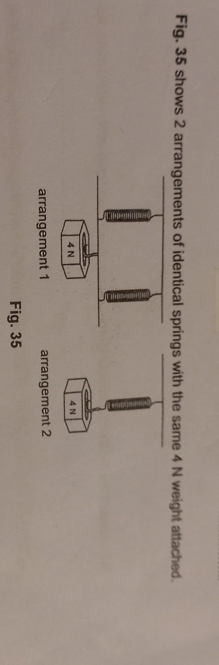 (a) State and explain which of the arrangements would have the greater extension of-example-1