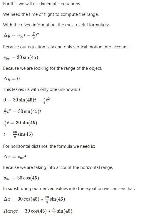 A projectile is projected from the origin with a velocity of 30-example-1