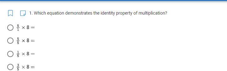 Which equation demonstrates the identity property of multiplication?-example-1