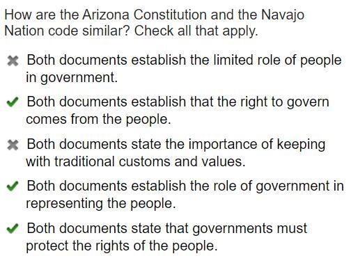 How are the Arizona Constitution and the Navajo Nation code similar? Check all that-example-1