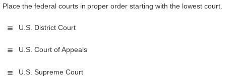 Place the federal courts in proper order starting with the LOWEST COURT.-example-1