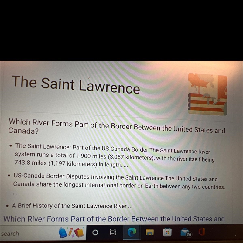 Estion (1 point) Which river borders United States and Canadian territory? O St. Lawrence-example-1