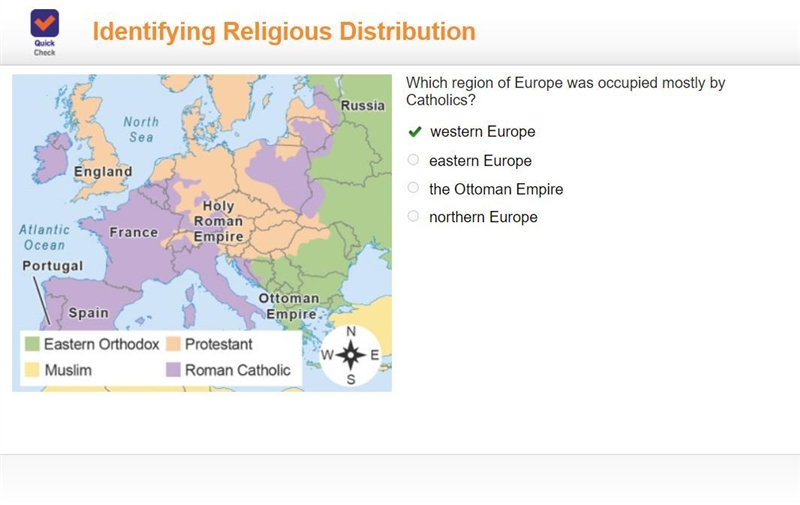 Which region of Europe was occupied mostly by Catholics?-example-1