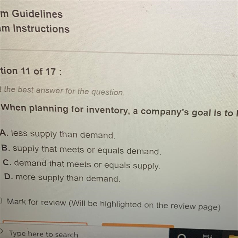 When planning inventory a company’s goal is-example-1