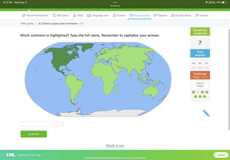 Which continent is highlighted? Type the full name. Remember to capitalize your answer-example-1