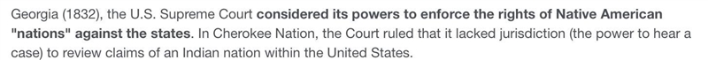 What is the significance of the 1832 Supreme Court case of Worcester v. Georgia? A-example-1