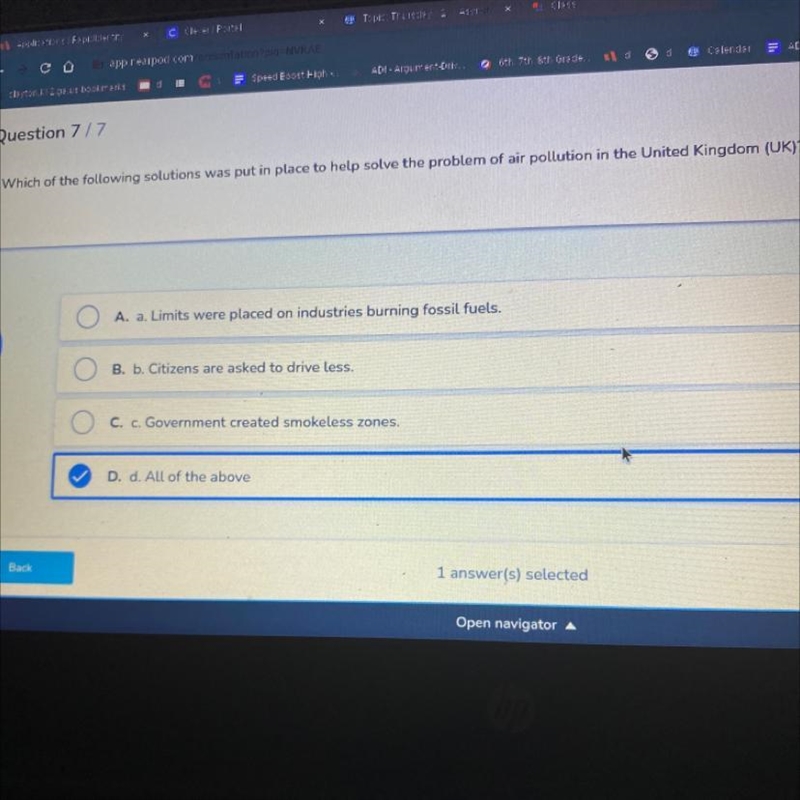 which of the following solutions was put in place to help solve the problem of air-example-1