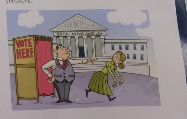 Why do you think the cartoonist showed the supreme court in the background​-example-1