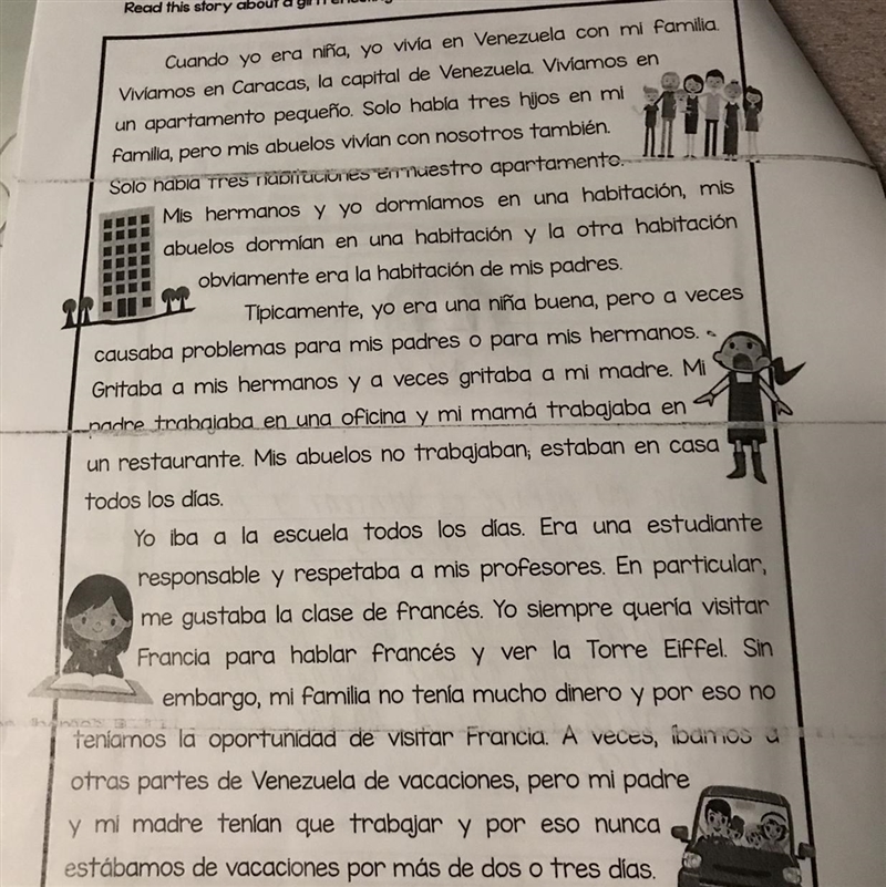 In the reading underline or highlight all verbs in the imperfect tense. Write the-example-1