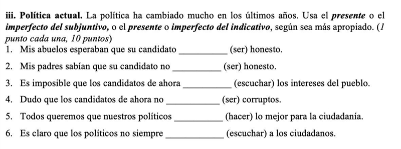 La política ha cambiado mucho en los últimos años. Usa el presente o el imperfecto-example-1