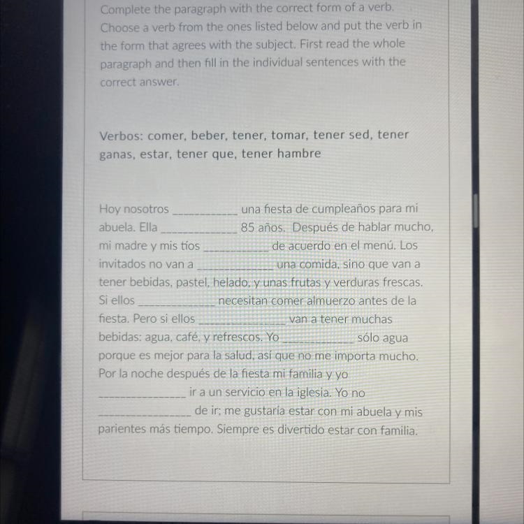 Complete the paragraph with the correct form of a verb Choose a verb from the ones-example-1