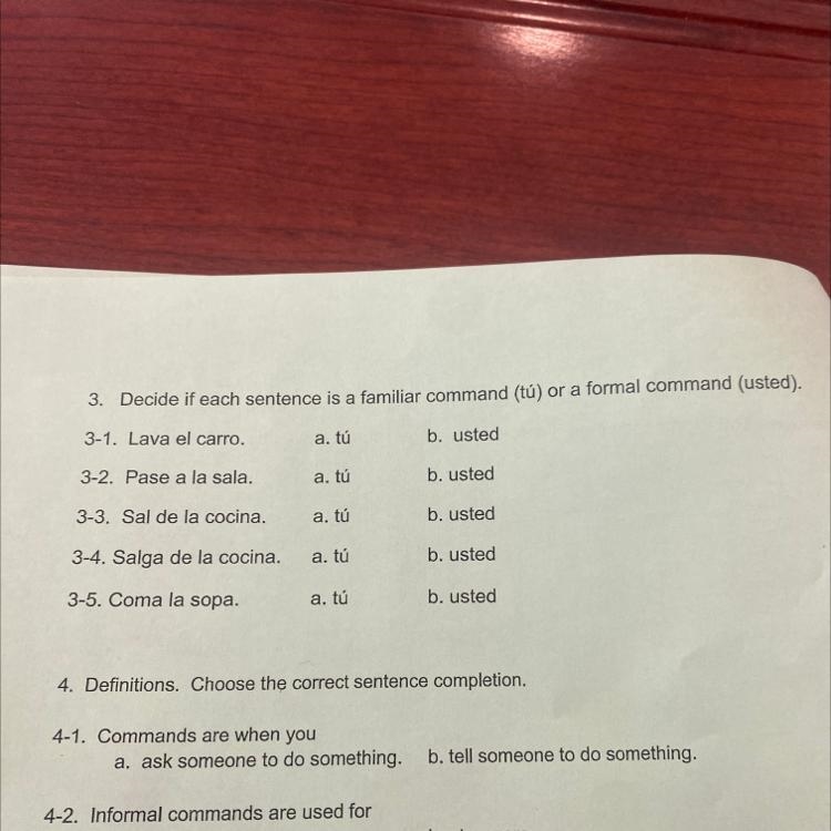 Decide if it’s tu or a formal command usted. 3-1,3-5-example-1