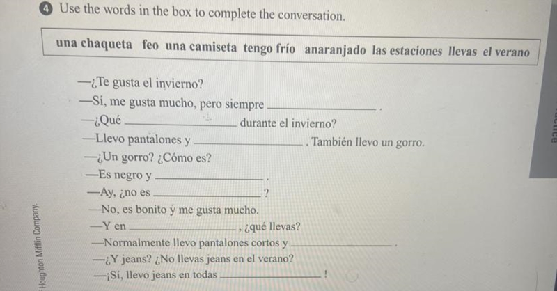 Use the words in the box to complete the conversation-example-1