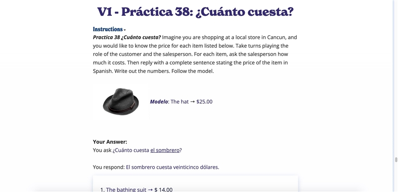 Practica 38 ¿Cuánto cuesta? Imagine you are shopping at a local store in Cancun, and-example-1