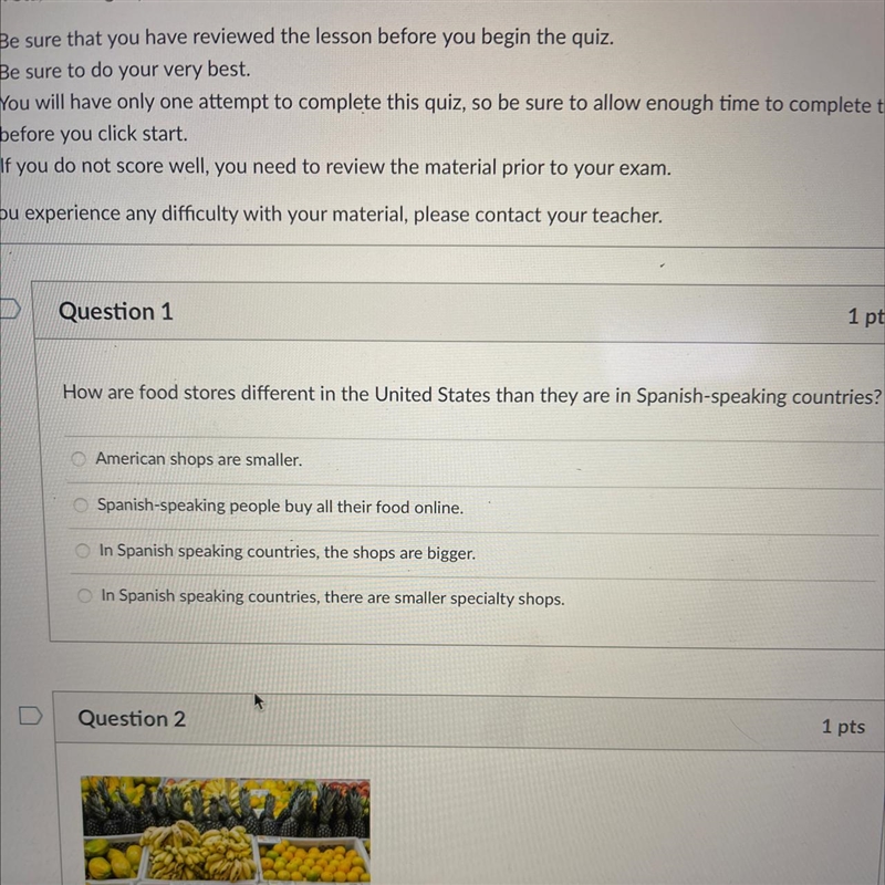 How are food stores different in the United States than they are in Spanish-speaking-example-1