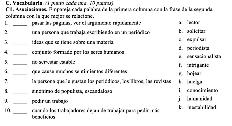 Vocabulario Empareja cada palabra de la primera columna-example-1