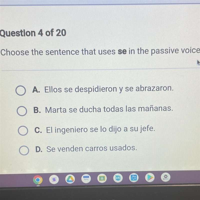 Choose the sentence that uses se in the passive voice.-example-1