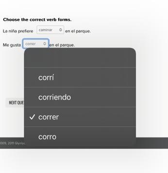 Choose the correct verb forms.-example-1