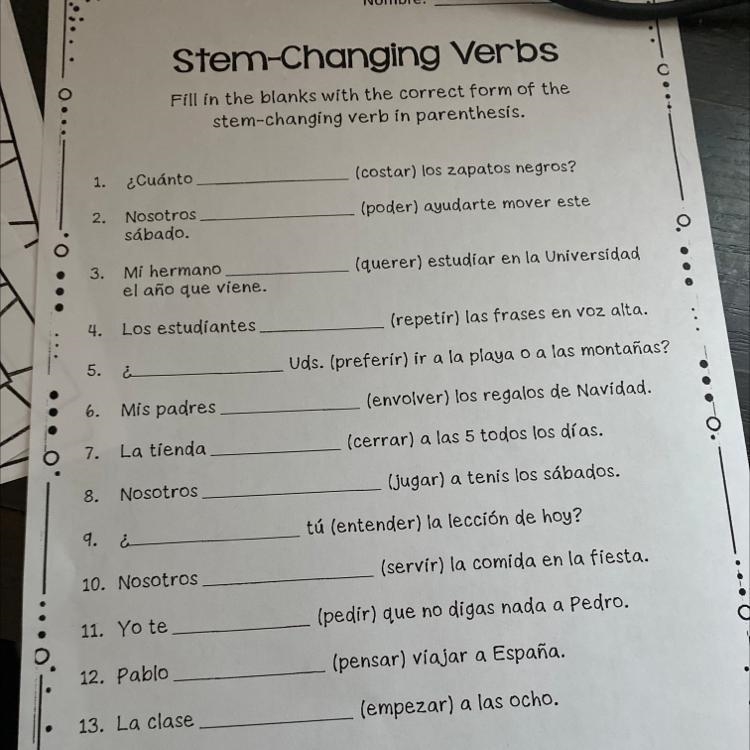 Please help ASAP!! need help with stem changing verbs.-example-1