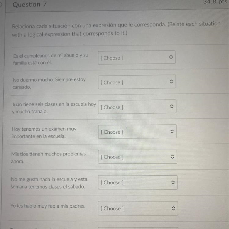 Here are your options: - Estamos nerviosos - Yo estoy agotado. - Ellos están furioso-example-1