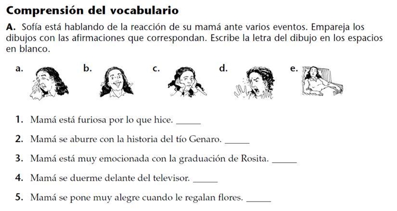 Help please!!! 1. Mamá está furiosa por lo que hice ____ 2. Mamá de aburre con la-example-1