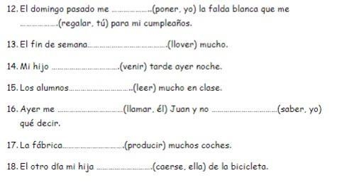 Complete the sentences with the verb conjugated in the preterite.-example-1