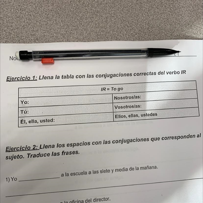 Llena la tabla con las conjugaciones correctas del verbo IR-example-1