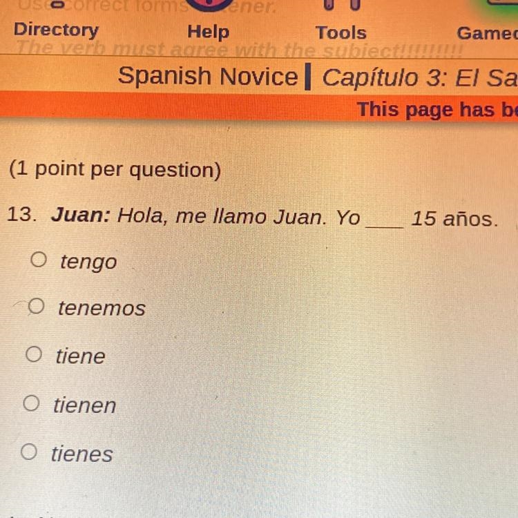 Juan: Hola, me llamo Juan. Yo 15 años.-example-1