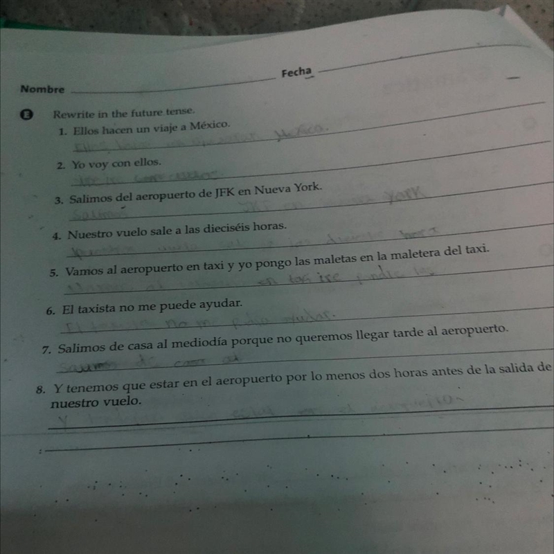 Rewrite in future tense Spanish homework please help-example-1