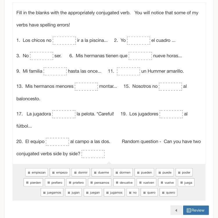 Conjugated Verbs for Spanish pls help-example-1