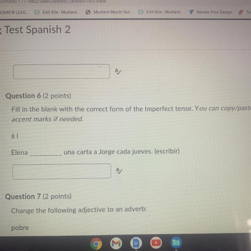 Question 6 50 POINTS!!!!!!!! Fill in the blank with the correct form of the Imperfect-example-1