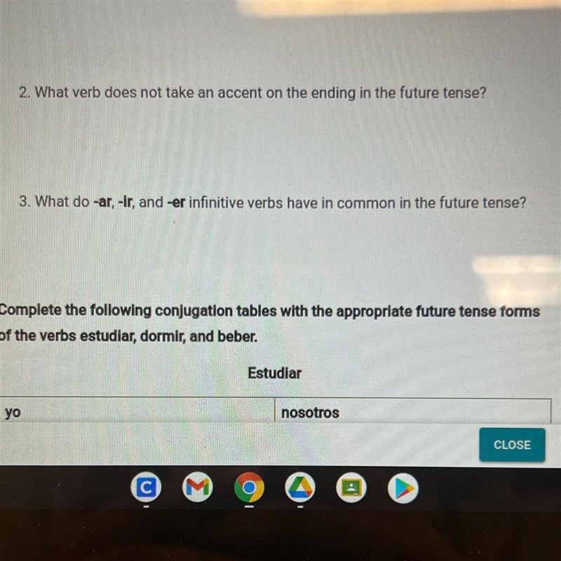 3. What do -ar, -ir, and -er infinitive verbs have in common in the future tense?-example-1