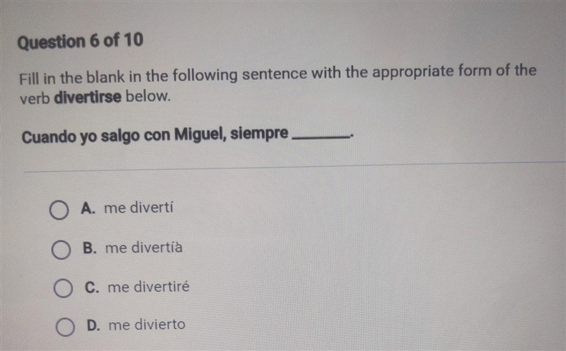 Fill in the blank in the following sentence with the appropriate form of the verb-example-1