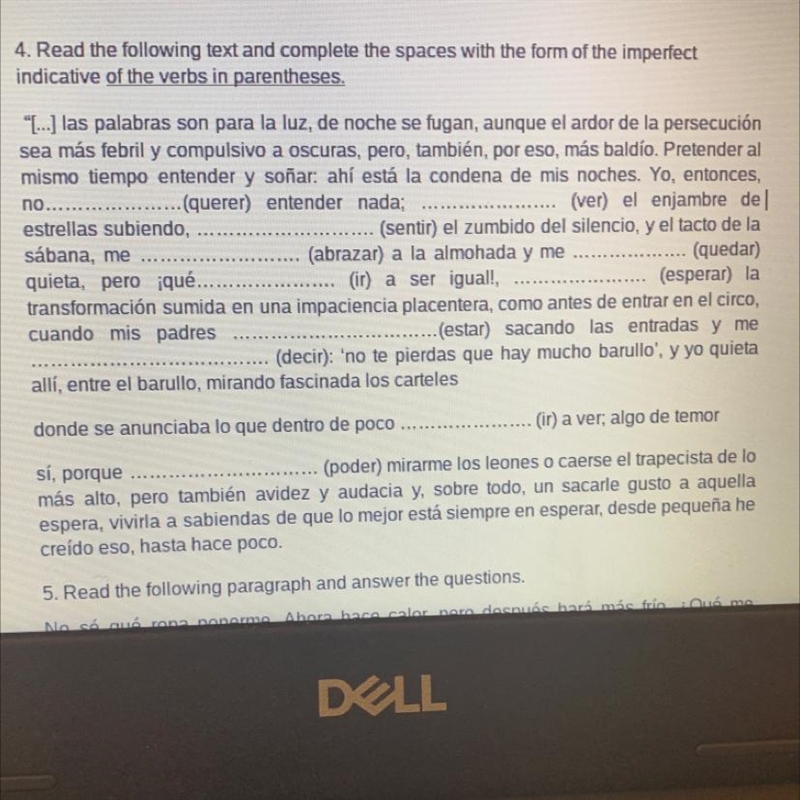 Complete the spaces with the form of imperfect indicative of the verbs-example-1