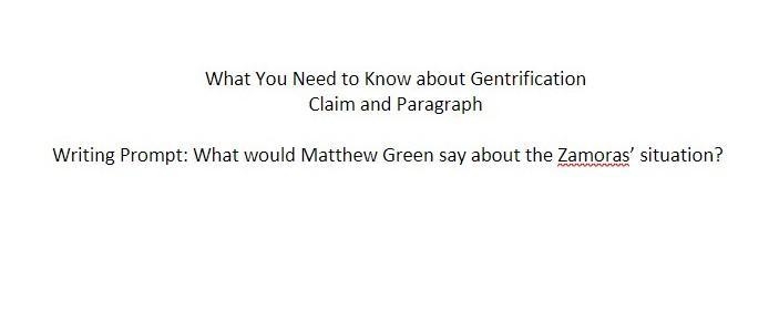 What You Need to Know about Gentrification Write a claim and Paragraph Writing Prompt-example-1